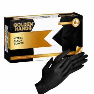 Golden Hands Nitrile Gloves - Black (Professional-Grade Protection)"