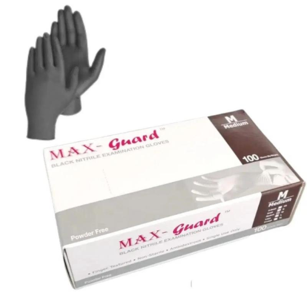 Max Guard Nitrile Gloves - Black (Professional-Grade Protection)"